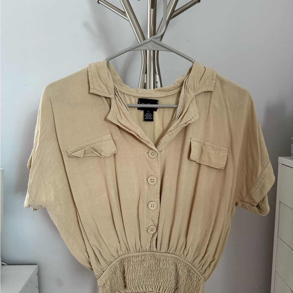 Chesley Women's Tan Button-Down Shirt